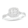 Thumbnail Image 1 of 3/4 CT. T.W. Quad Princess-Cut Diamond Cushion Frame Twist Shank Engagement Ring in 14K White Gold