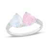 Thumbnail Image 1 of Heart-Shaped Pink and White Lab-Created Opal and White Sapphire Duo Ring in Sterling Silver