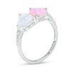 Thumbnail Image 3 of Heart-Shaped Pink and White Lab-Created Opal and White Sapphire Duo Ring in Sterling Silver