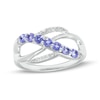 Thumbnail Image 1 of Tanzanite and White Lab-Created Sapphire Infinity Orbit Ring in Sterling Silver