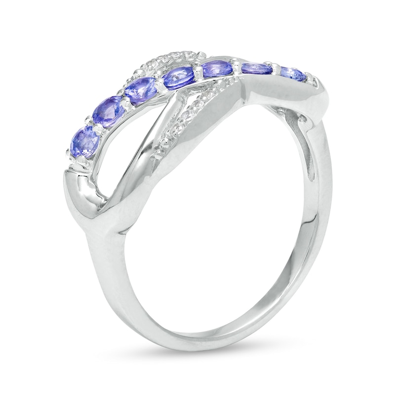 Main Image 3 of Tanzanite and White Lab-Created Sapphire Infinity Orbit Ring in Sterling Silver