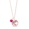 Thumbnail Image 0 of 6.0mm Heart-Shaped Lab-Created Ruby and "Mom" Tag Pendant in Sterling Silver with 14K Rose Gold Plate
