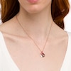Thumbnail Image 1 of 6.0mm Heart-Shaped Lab-Created Ruby and "Mom" Tag Pendant in Sterling Silver with 14K Rose Gold Plate