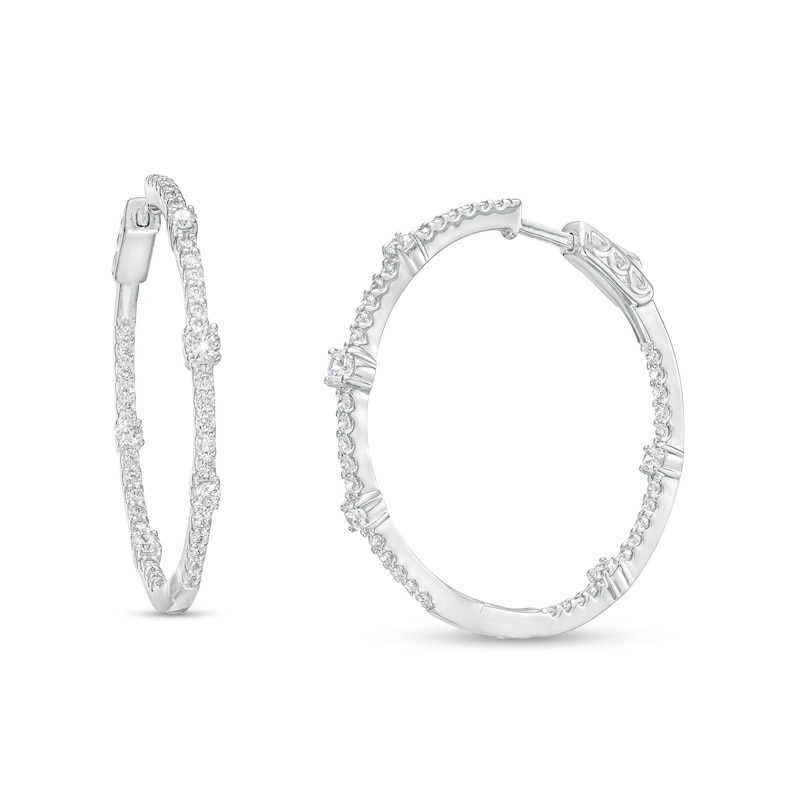 Main Image 1 of 2 CT. T.W. Certified Lab-Created Diamond Hoop Earrings in 14K White Gold (F/SI2)