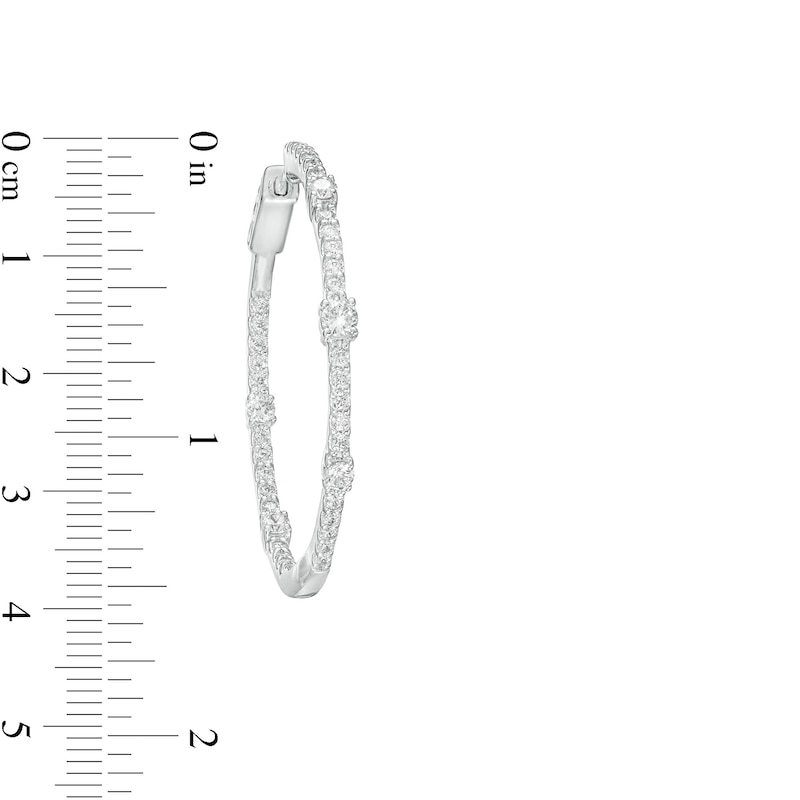 Main Image 3 of 2 CT. T.W. Certified Lab-Created Diamond Hoop Earrings in 14K White Gold (F/SI2)