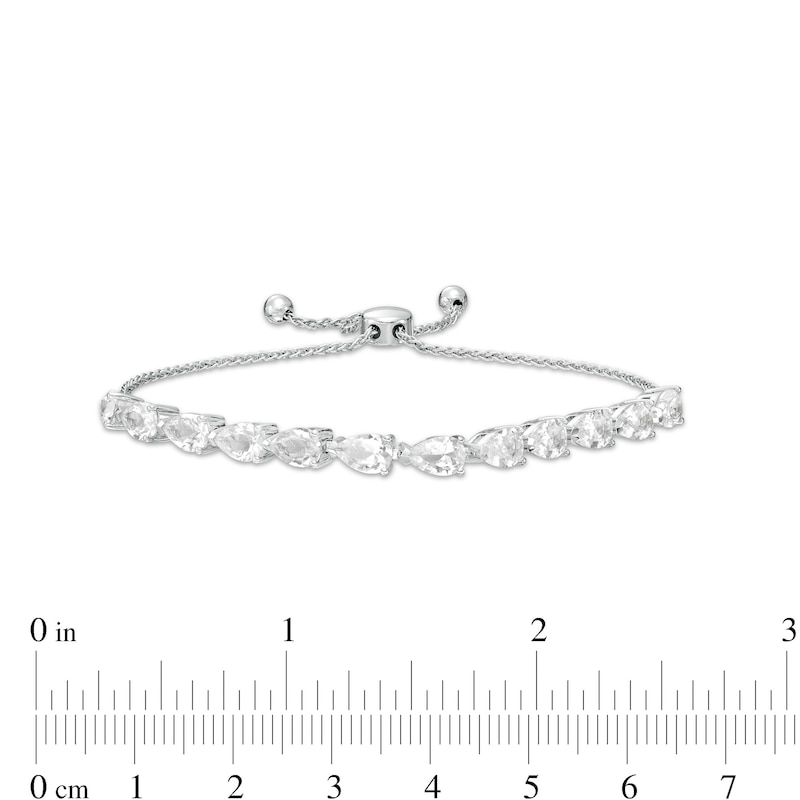 Main Image 3 of Pear-Shaped White Lab-Created Sapphire Line Bolo Bracelet in Sterling Silver - 9.0&quot;