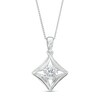 Thumbnail Image 1 of 1/4 CT. Certified Canadian Diamond Solitaire Curved Tilted Pendant in 14K White Gold (I/I2) - 17&quot;