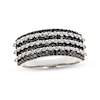 Thumbnail Image 1 of 1 CT. T.W. Black and White Diamond Alternating Multi-Row Band in Sterling Silver