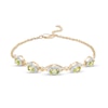 Thumbnail Image 1 of Oval Peridot and Diamond Accent Twist Five Stone Bracelet in 10K Gold – 8.0&quot;