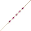 Thumbnail Image 1 of Oval Ruby and Diamond Accent Twist Five Stone Bracelet in 10K Gold – 8.0&quot;