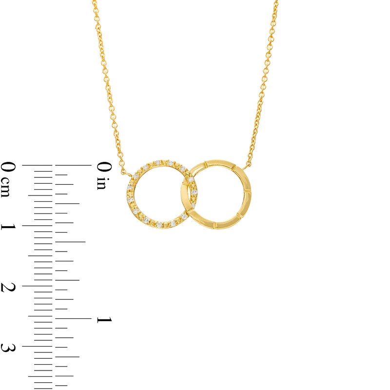 1/20 CT. T.W. Diamond Interlocking Circle Necklace in 10K Gold – 17"