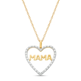 1/10 CT. T.W. Diamond &quot;MAMA&quot; Heart Pendant in 10K Gold