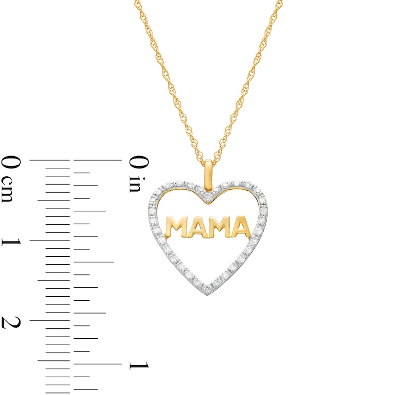 1/10 CT. T.W. Diamond "MAMA" Heart Pendant in 10K Gold