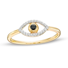 1/10 CT. T.W. Black and White Diamond Evil Eye Ring in 10K Gold