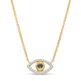 1/10 CT. T.W. Black and White Diamond Evil Eye Necklace in 10K Gold – 17&quot;