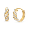 Thumbnail Image 1 of 1/10 CT. T.W. Diamond Swirl Hoop Earrings in 10K Gold