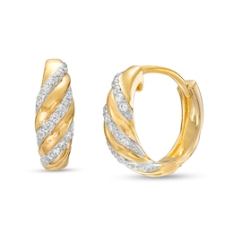 1/10 CT. T.W. Diamond Swirl Hoop Earrings in 10K Gold