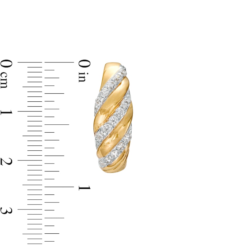 Main Image 3 of 1/10 CT. T.W. Diamond Swirl Hoop Earrings in 10K Gold