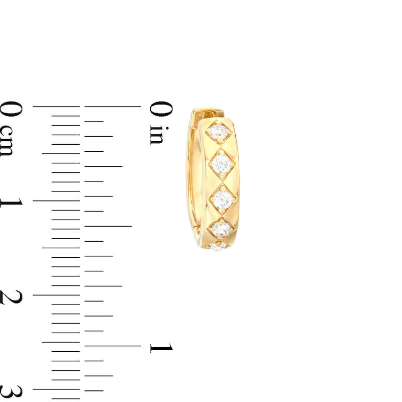 Main Image 3 of 1/4 CT. T.W. Diamond Geometric Hoop Earrings in 10K Gold