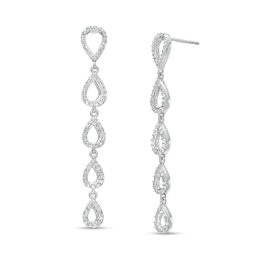 1/2 CT. T.W. Diamond Graduated Open Teardrop-Shaped Drop Earrings in 10K White Gold