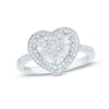 Thumbnail Image 0 of 1/2 CT. T.W. Baguette and Round Multi-Diamond Double Frame Heart Ring in 10K White Gold