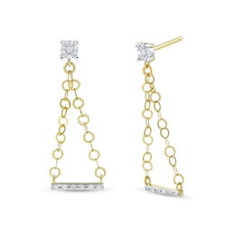 1/20 CT. T.W. Diamond Bar with Chain Drop Earrings in 10K Gold