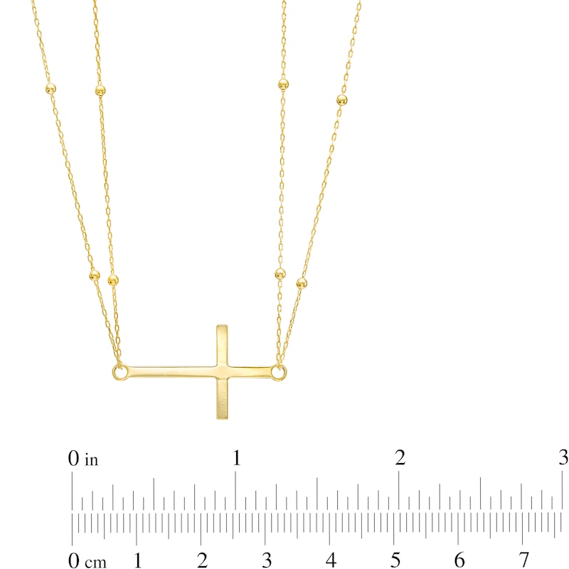 Main Image 3 of Sideways Cross Double Strand Necklace in 10K Gold