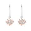 Thumbnail Image 1 of Enchanted Disney Jasmine 1/10 CT. T.W. Diamond Flower Drop Earrings in Sterling Silver and 10K Rose Gold