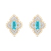 Thumbnail Image 2 of Enchanted Disney Jasmine Oval Swiss Blue Topaz and 1/6 CT. T.W. Diamond Arabesque Frame Stud Earrings in 10K Gold