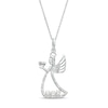 Thumbnail Image 1 of Freshwater Cultured Pearl and 1/20 CT. T.W. Diamond Angel with Love Pendant in Sterling Silver