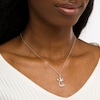 Thumbnail Image 2 of Freshwater Cultured Pearl and 1/20 CT. T.W. Diamond Angel with Love Pendant in Sterling Silver