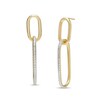 Thumbnail Image 1 of Diamond-Cut Tube Paper Clip-Style Drop Earrings in 10K Two-Tone Gold