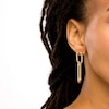 Thumbnail Image 2 of Diamond-Cut Tube Paper Clip-Style Drop Earrings in 10K Two-Tone Gold