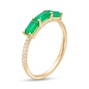 Thumbnail Image 3 of EFFY™ Collection Sideways Emerald-Cut Emerald and 1/20 CT. T.W. Diamond Three Stone Ring in 14K Gold