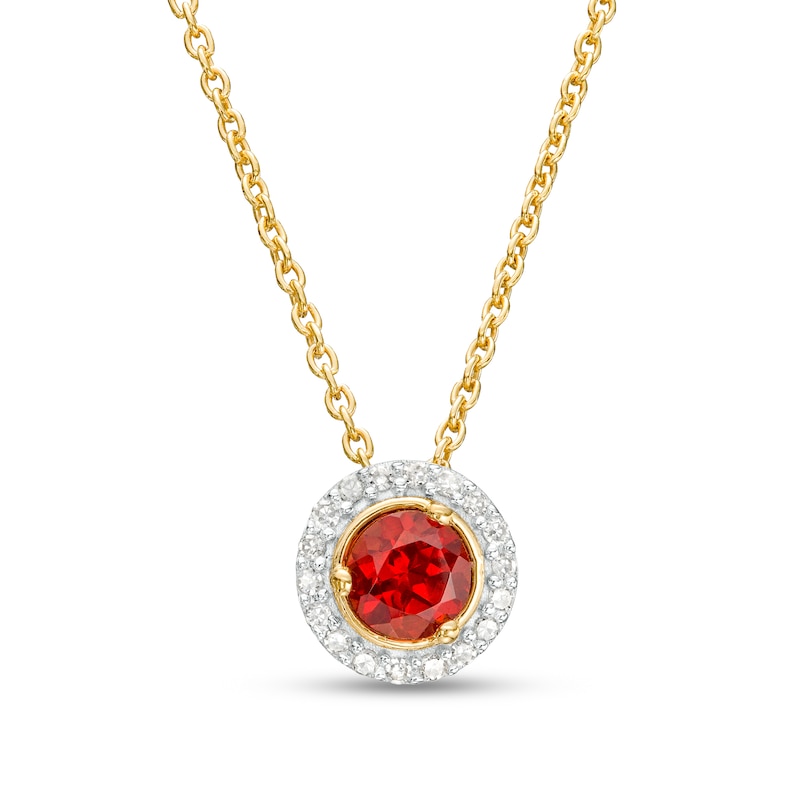 Main Image 1 of Garnet and Diamond Accent Frame Pendant in 10K Gold