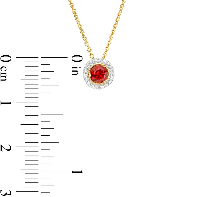 Main Image 4 of Garnet and Diamond Accent Frame Pendant in 10K Gold