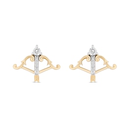 Collector's Edition Enchanted Disney Brave 10th Anniversary 1/10 CT. T.W. Diamond Arrow Stud Earrings in 10K Gold