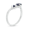 Thumbnail Image 3 of Marquise Blue Sapphire and 1/4 CT. T.W. Baguette Diamond Contour Two Piece Solitaire Enhancer in 14K White Gold