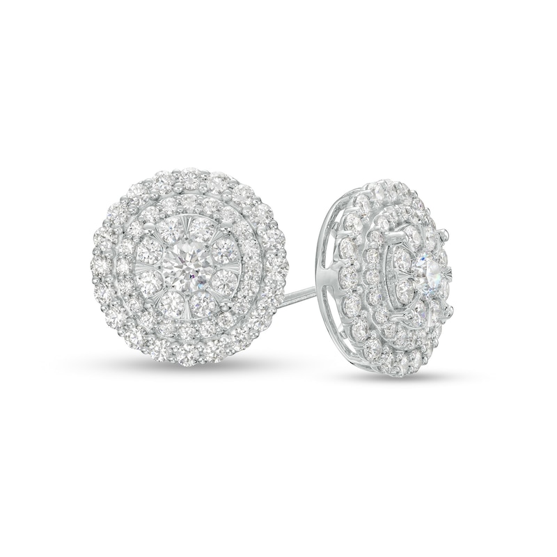 2 CT. T.W. Multi-Diamond Double Frame Stud Earrings in 10K White Gold