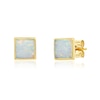 Thumbnail Image 1 of Princess-Cut Lab-Created Opal Polished Frame Stud Earrings in 10K Gold