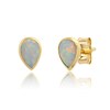 Thumbnail Image 0 of Pear-Shaped Lab-Created Opal Polished Frame Stud Earrings in 10K Gold