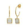Thumbnail Image 0 of Princess-Cut Lab-Created Opal Dangle J-Hoop Earrings in 10K Gold