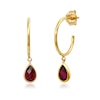 Thumbnail Image 1 of Pear-Shaped Lab-Created Ruby Dangle J-Hoop Earrings in 10K Gold