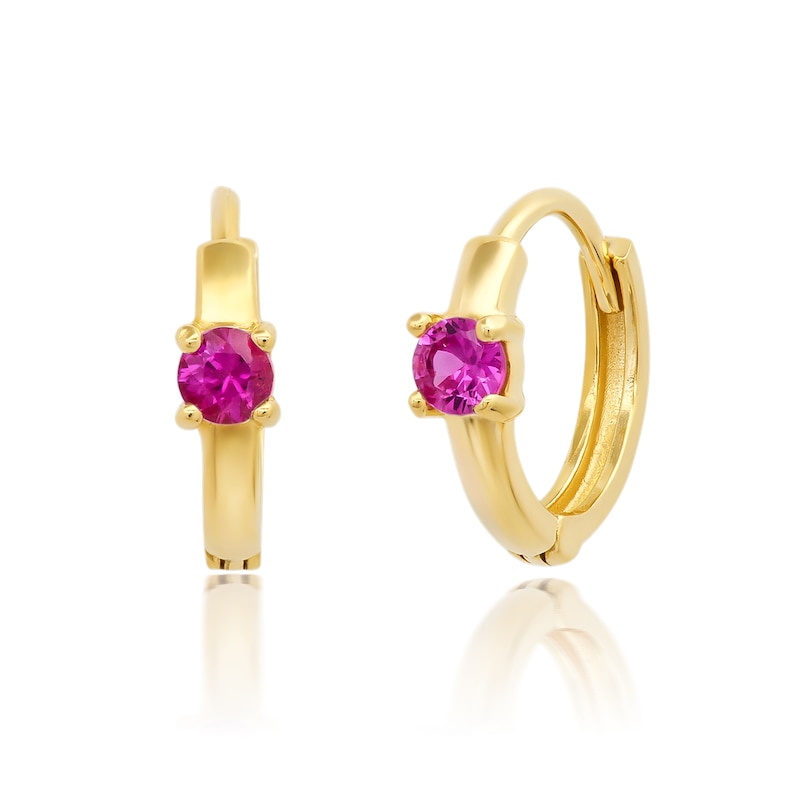Ruby Solitaire Huggie Hoop Earrings in 14K Gold | Zales Outlet