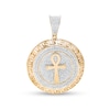 Thumbnail Image 1 of Men's 7/8 CT. T.W. Diamond Greek Key Frame Ankh Necklace Charm in 10K Gold