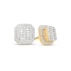 Thumbnail Image 1 of Men's 1/2 CT. T.W. Baguette and Round Multi-Diamond Octagonal Frame Stud Earrings in 10K Gold