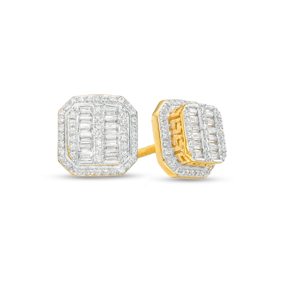 Men's 1 CT. T.W. Certified Cushion-Shaped Lab-Created Multi-Diamond Stud  Earrings in 14K White Gold (F/SI2)