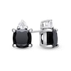 Thumbnail Image 1 of 7.0mm Cushion-Cut Onyx and White Topaz Stud Earrings in Sterling Silver