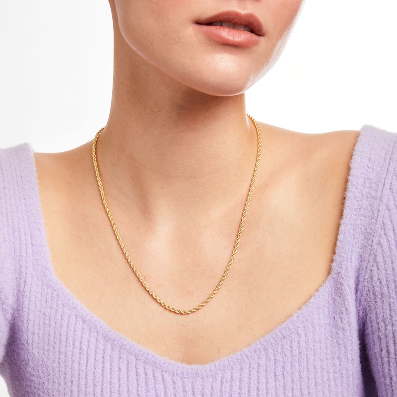 Main Image 3 of 2.7mm Rope Chain Necklace in Hollow 14K Gold - 20&quot;