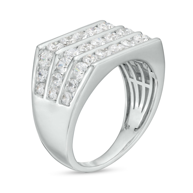 Main Image 3 of Men's 2-1/2 CT. T.W. Certified Lab-Created Diamond Triple Row Ring in 14K White Gold (F/SI2)